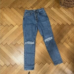 WeWoreWhat High Rise Distressed blue jeans